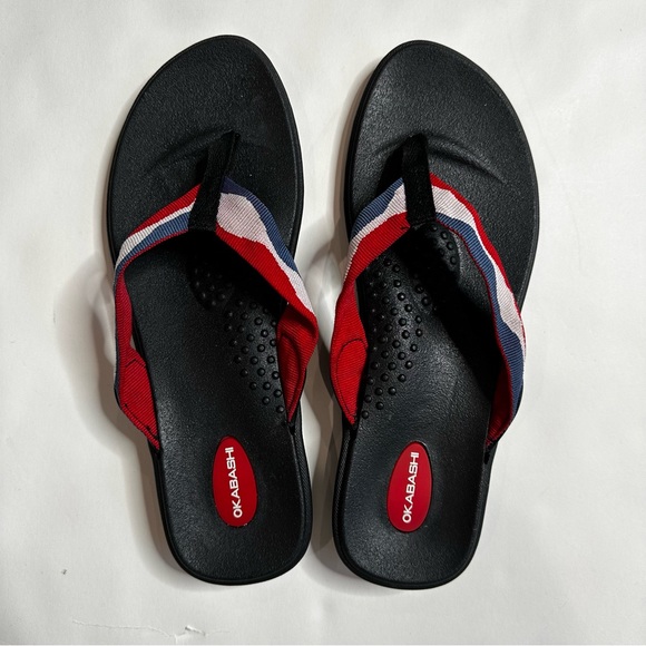 Okabashi Indigo Ocean flip flops Red / White & Blue size L - Picture 5 of 6